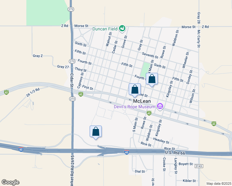 map of restaurants, bars, coffee shops, grocery stores, and more near 401-499 Business Interstate 40-H in McLean