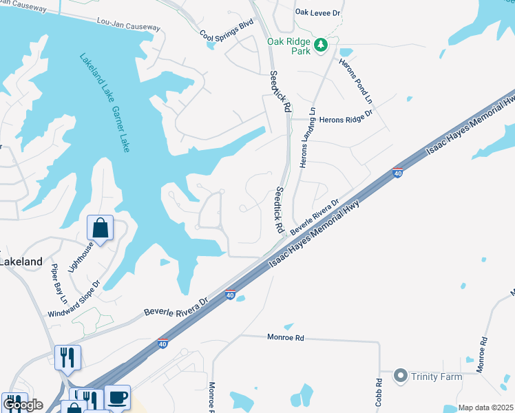 map of restaurants, bars, coffee shops, grocery stores, and more near 10095 Potter Way in Lakeland