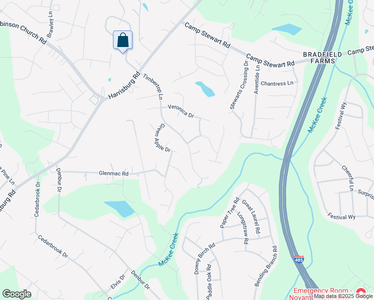 map of restaurants, bars, coffee shops, grocery stores, and more near 5307 Timbertop Lane in Charlotte