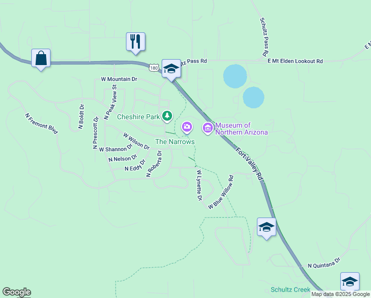 map of restaurants, bars, coffee shops, grocery stores, and more near 2856 North Gregg Drive in Flagstaff