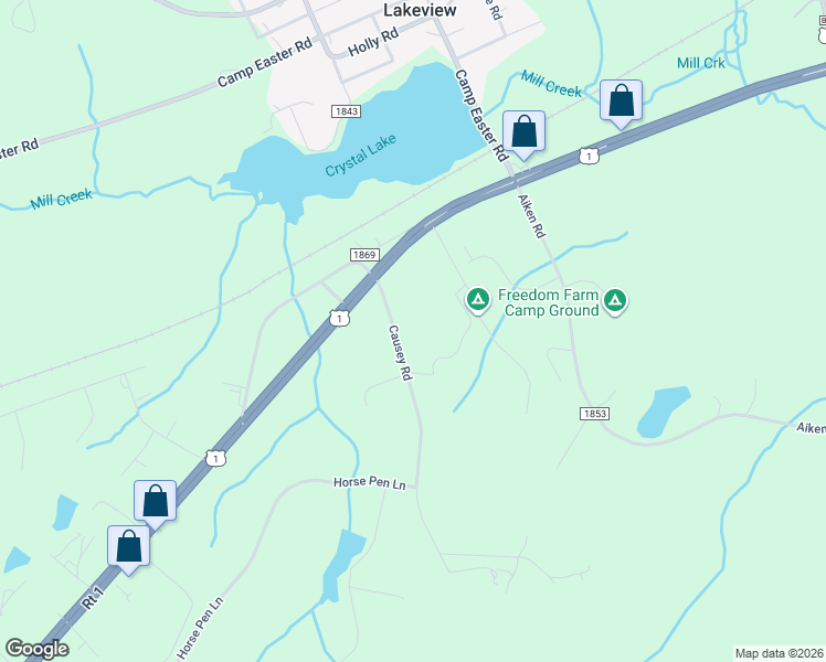 map of restaurants, bars, coffee shops, grocery stores, and more near 164-264 Causey Road in Vass