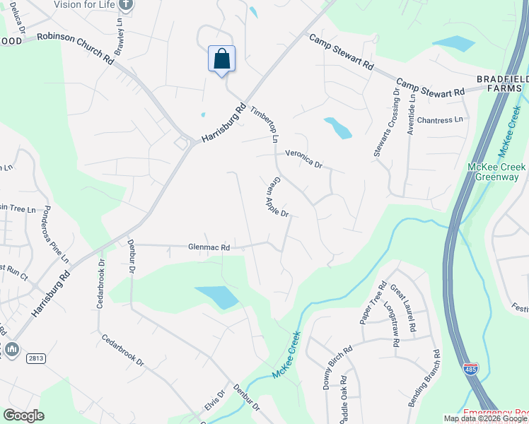 map of restaurants, bars, coffee shops, grocery stores, and more near 9537 Green Apple Drive in Charlotte