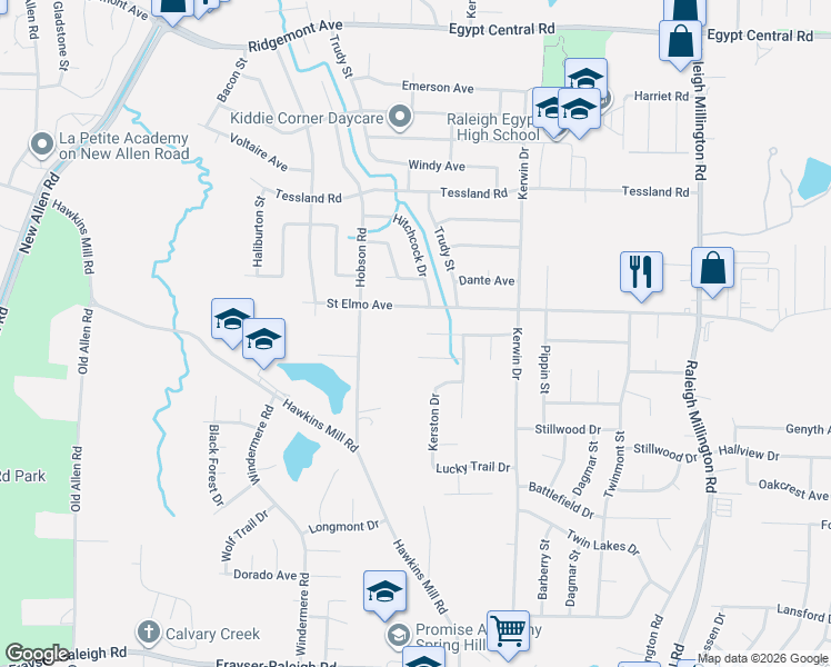 map of restaurants, bars, coffee shops, grocery stores, and more near 3804 Kerwood Avenue in Memphis