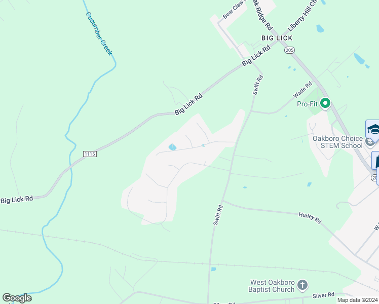 map of restaurants, bars, coffee shops, grocery stores, and more near 743 Faith Street in Oakboro