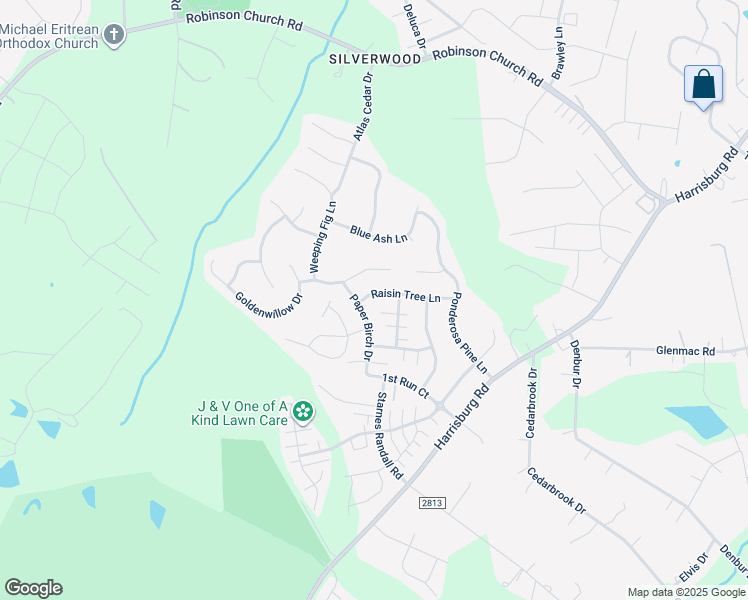 map of restaurants, bars, coffee shops, grocery stores, and more near 6143 Raisin Tree Lane in Charlotte