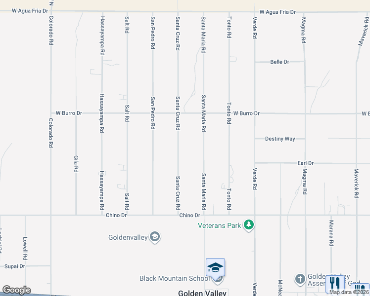 map of restaurants, bars, coffee shops, grocery stores, and more near 3676 Santa Cruz Road in Golden Valley