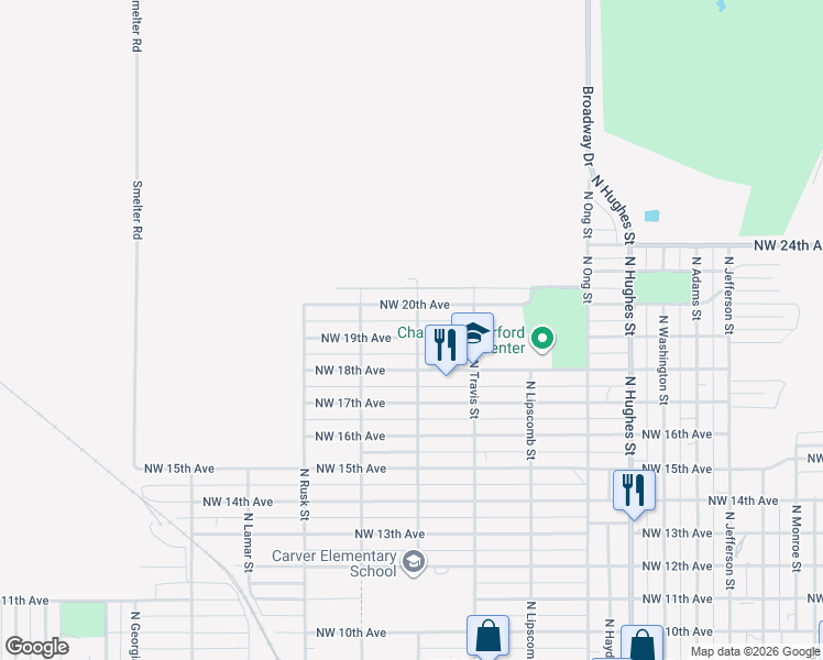 map of restaurants, bars, coffee shops, grocery stores, and more near 1900 Northwest 19th Avenue in Amarillo