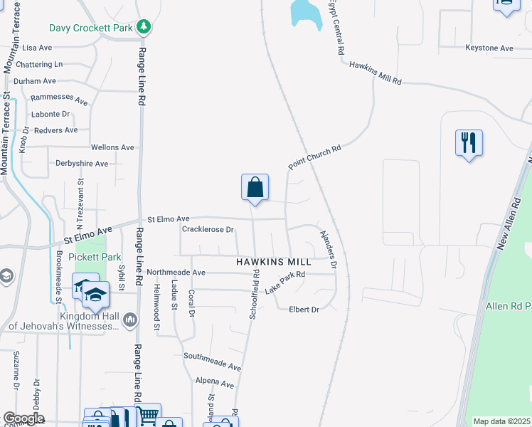 map of restaurants, bars, coffee shops, grocery stores, and more near in Memphis