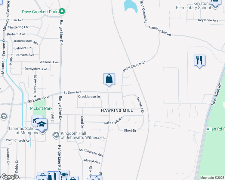 map of restaurants, bars, coffee shops, grocery stores, and more near in Memphis