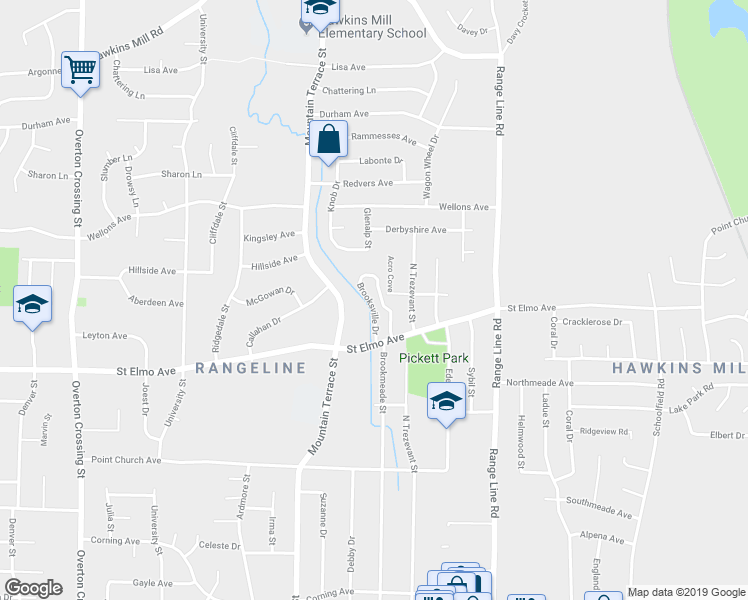 map of restaurants, bars, coffee shops, grocery stores, and more near 3942 Brooksville Drive in Memphis