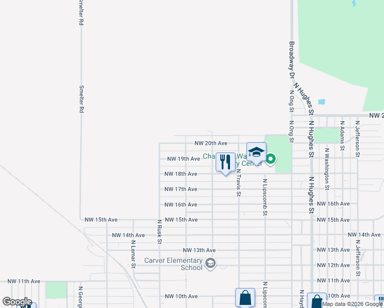 map of restaurants, bars, coffee shops, grocery stores, and more near 1936 Northwest 19th Avenue in Amarillo