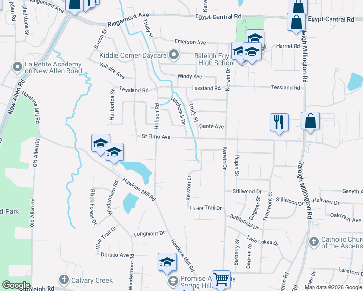 map of restaurants, bars, coffee shops, grocery stores, and more near 3804 Kerwood Avenue in Memphis