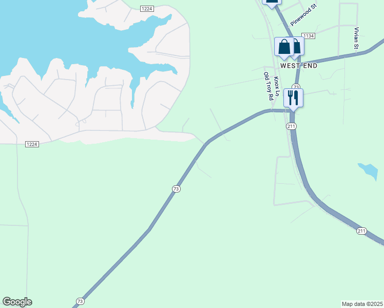 map of restaurants, bars, coffee shops, grocery stores, and more near 4460 North Carolina 73 in Moore County