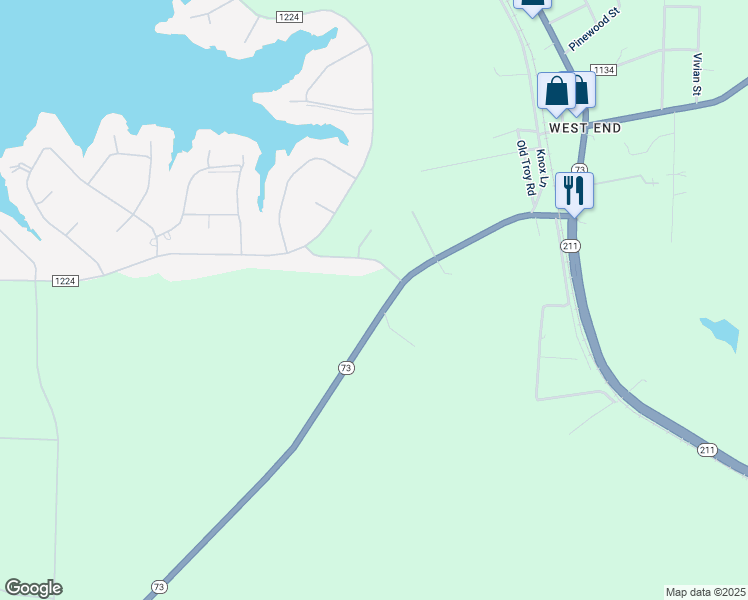 map of restaurants, bars, coffee shops, grocery stores, and more near 4460 North Carolina 73 in Moore County