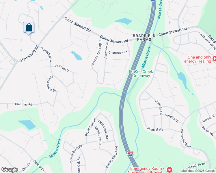 map of restaurants, bars, coffee shops, grocery stores, and more near 11623 Stewarts Crossing Drive in Charlotte
