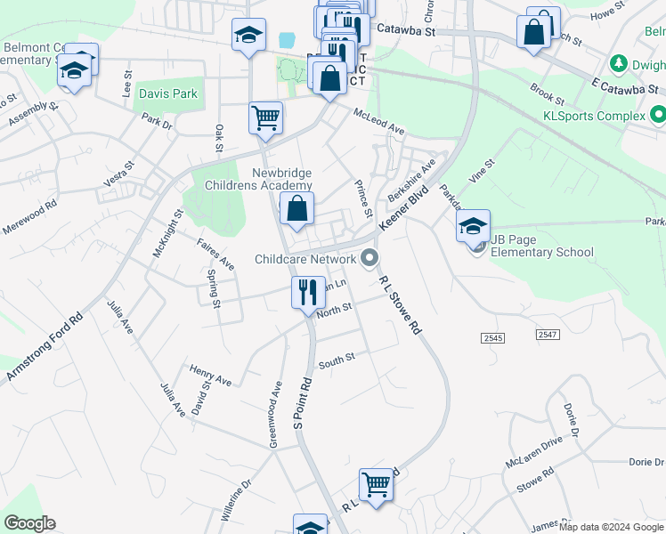 map of restaurants, bars, coffee shops, grocery stores, and more near 259 Keener Boulevard in Belmont
