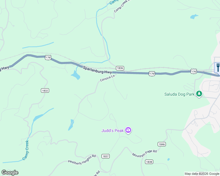 map of restaurants, bars, coffee shops, grocery stores, and more near 117 Corsica Lane in Saluda