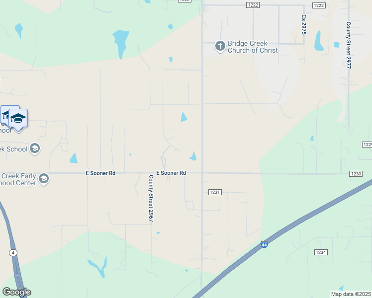 map of restaurants, bars, coffee shops, grocery stores, and more near N2970 Road in Blanchard