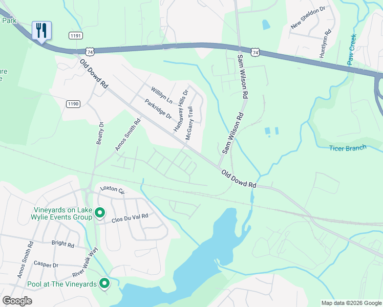map of restaurants, bars, coffee shops, grocery stores, and more near 9424 Old Dowd Road in Charlotte