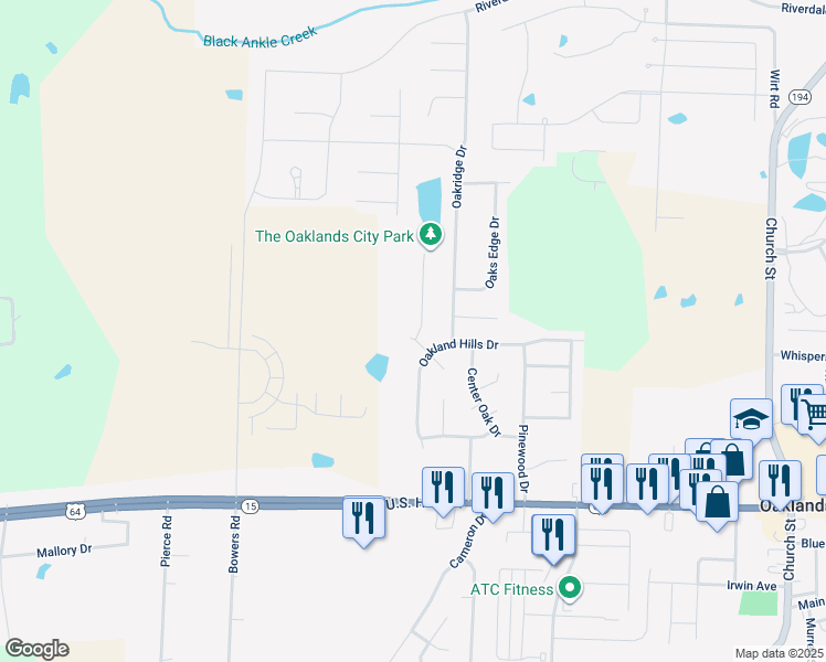 map of restaurants, bars, coffee shops, grocery stores, and more near 25 Norma Carol Cove in Oakland
