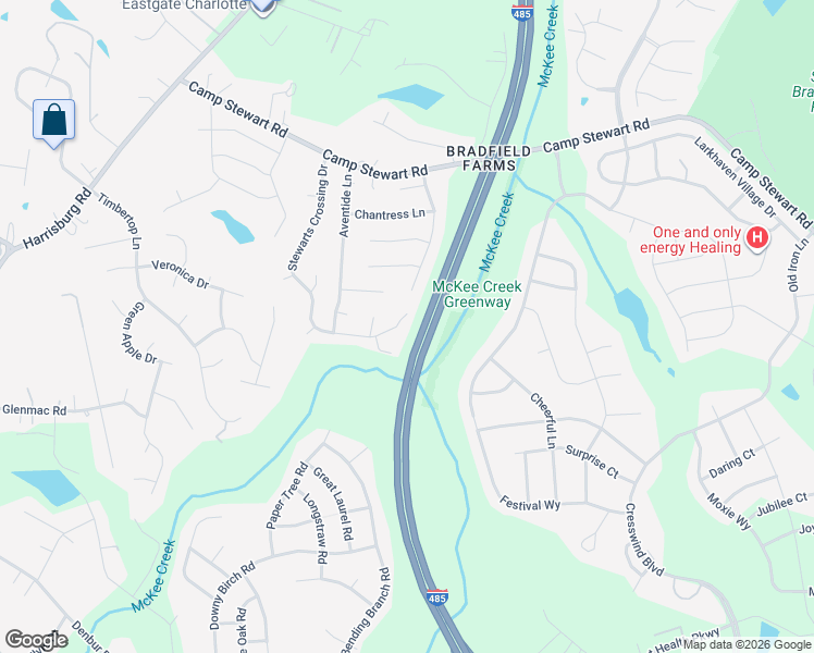 map of restaurants, bars, coffee shops, grocery stores, and more near 11519 Stewarts Crossing Drive in Charlotte