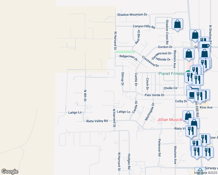 map of restaurants, bars, coffee shops, grocery stores, and more near 3911 North Harvard Street in Kingman