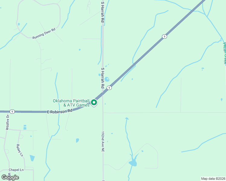map of restaurants, bars, coffee shops, grocery stores, and more near 19200 East Robinson Street in Norman
