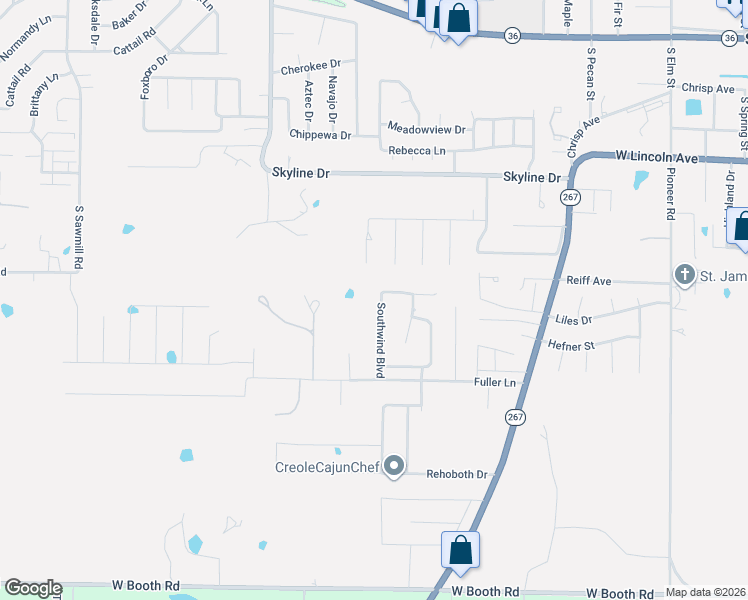 map of restaurants, bars, coffee shops, grocery stores, and more near 23 Southwind Boulevard in Searcy