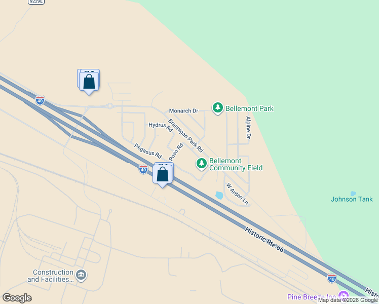 map of restaurants, bars, coffee shops, grocery stores, and more near 11605 Cepheus Road in Bellemont
