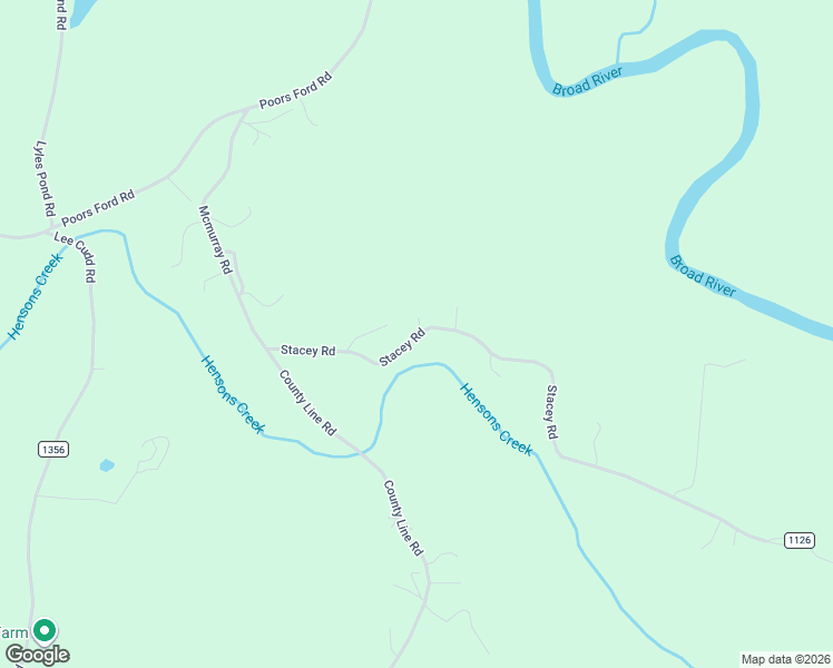 map of restaurants, bars, coffee shops, grocery stores, and more near 195 Stacey Road in Rutherfordton