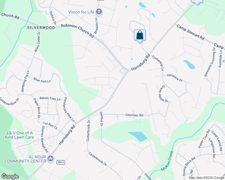 map of restaurants, bars, coffee shops, grocery stores, and more near 9200 Harrisburg Road in Charlotte