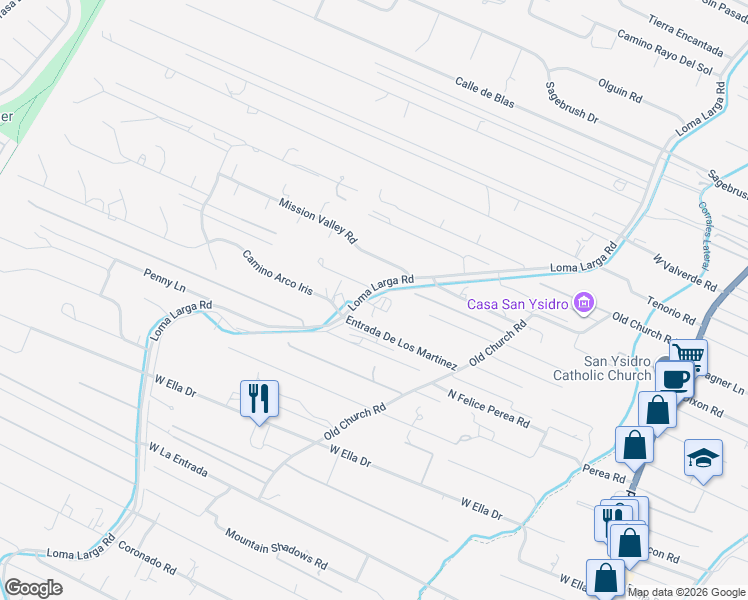 map of restaurants, bars, coffee shops, grocery stores, and more near 2580 Loma Larga Road in Corrales