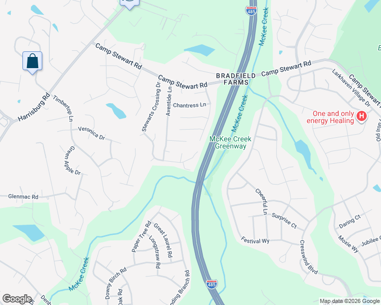 map of restaurants, bars, coffee shops, grocery stores, and more near 11514 Stewarts Crossing Drive in Charlotte
