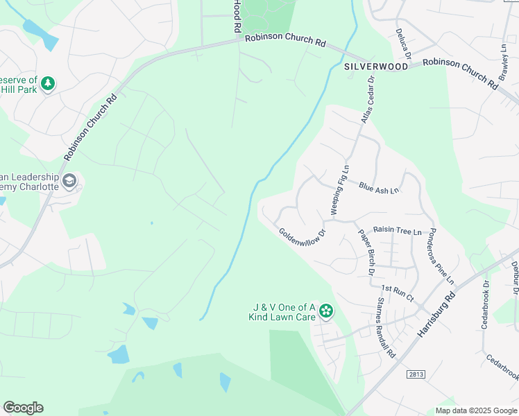 map of restaurants, bars, coffee shops, grocery stores, and more near 6945 Goldenwillow Drive in Charlotte