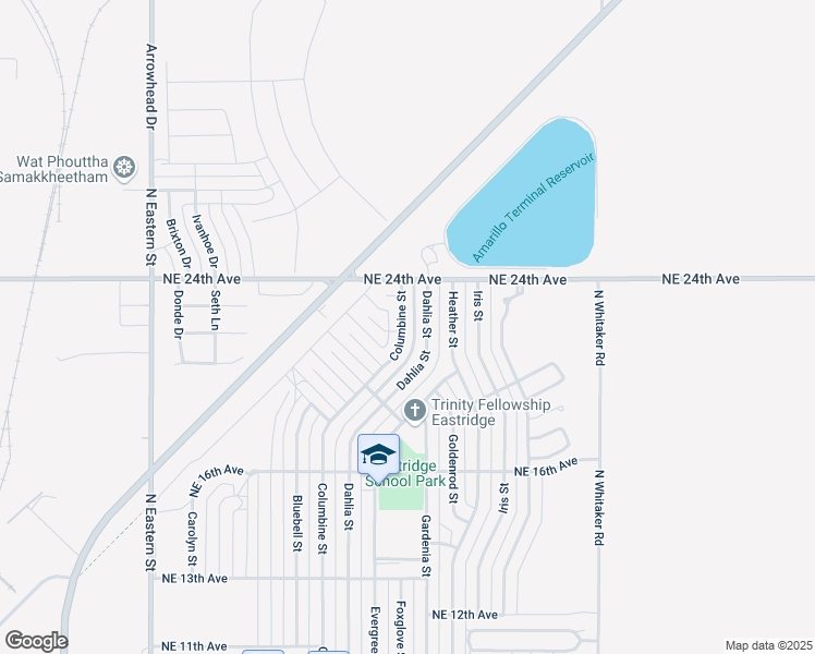 map of restaurants, bars, coffee shops, grocery stores, and more near 2200 Columbine Street in Amarillo