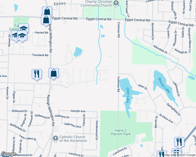map of restaurants, bars, coffee shops, grocery stores, and more near 4382 Ann Arbor Lane in Memphis
