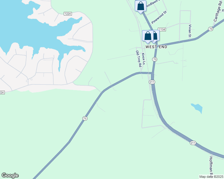 map of restaurants, bars, coffee shops, grocery stores, and more near 4381 North Carolina 73 in Moore County