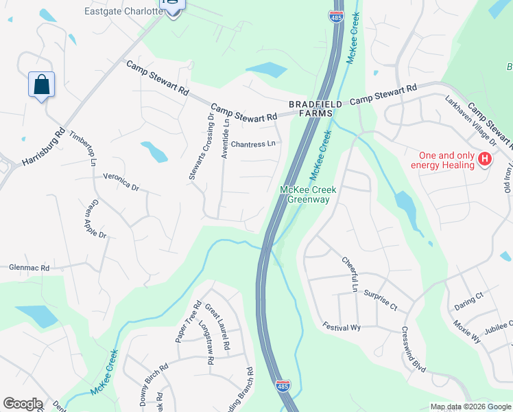 map of restaurants, bars, coffee shops, grocery stores, and more near 11514 Stewarts Crossing Drive in Charlotte