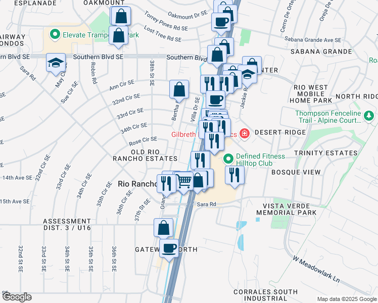 map of restaurants, bars, coffee shops, grocery stores, and more near 1351 New Mexico 528 in Rio Rancho