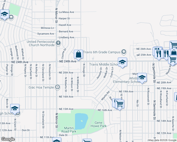 map of restaurants, bars, coffee shops, grocery stores, and more near 2000 North Osage Street in Amarillo