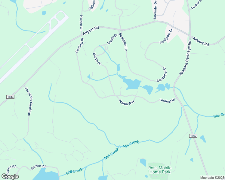 map of restaurants, bars, coffee shops, grocery stores, and more near 46 Martin Drive in Whispering Pines