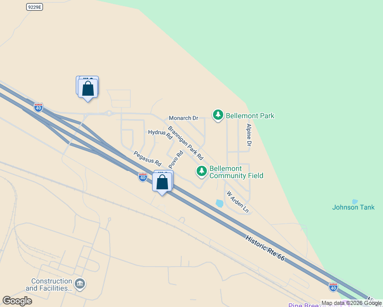 map of restaurants, bars, coffee shops, grocery stores, and more near 11630 Cepheus Road in Bellemont