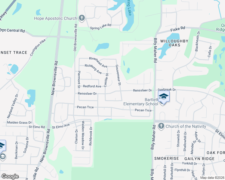 map of restaurants, bars, coffee shops, grocery stores, and more near 5770 Rensslaer Drive in Memphis