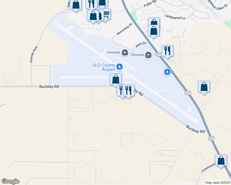 map of restaurants, bars, coffee shops, grocery stores, and more near 745 Buckley Road in San Luis Obispo