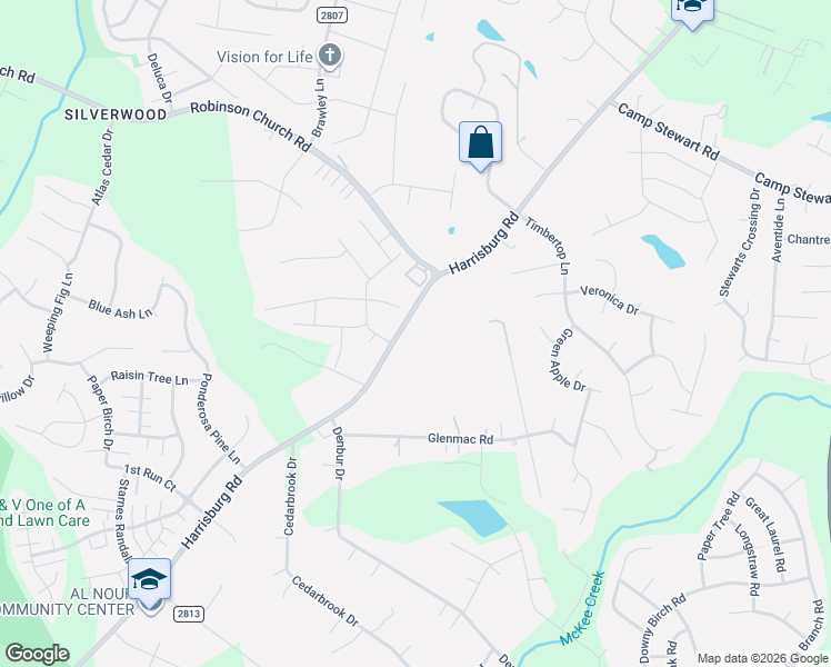 map of restaurants, bars, coffee shops, grocery stores, and more near 9200 Harrisburg Road in Charlotte