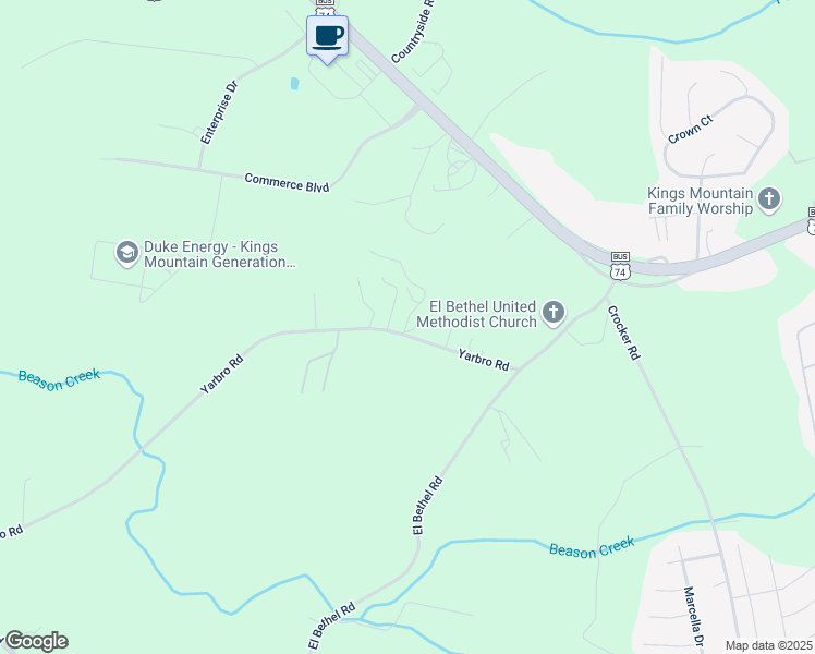map of restaurants, bars, coffee shops, grocery stores, and more near 114-122 Yarbro Rd in Kings Mountain