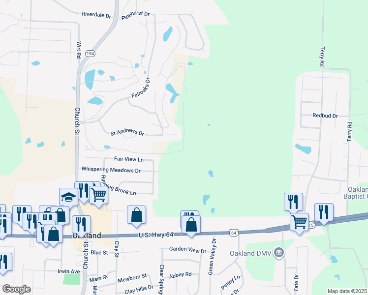 map of restaurants, bars, coffee shops, grocery stores, and more near 460 Saint Andrews Way in Oakland