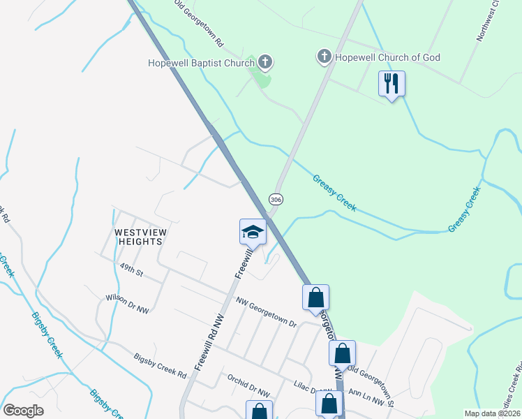map of restaurants, bars, coffee shops, grocery stores, and more near in Bradley County