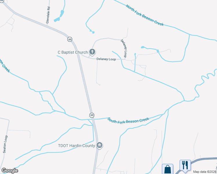 map of restaurants, bars, coffee shops, grocery stores, and more near 180 Delaney Loop in Adamsville