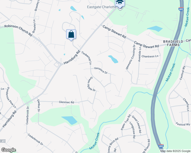 map of restaurants, bars, coffee shops, grocery stores, and more near 5428 Timbertop Lane in Charlotte